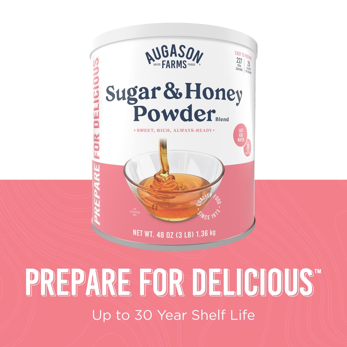 Sugar and Honey Powder Mix Can Emergency Food Supply, 227 Servings, 30 Year Shelf Life - Dry Honey and Sugar Powder Blend Sweetener for Baking