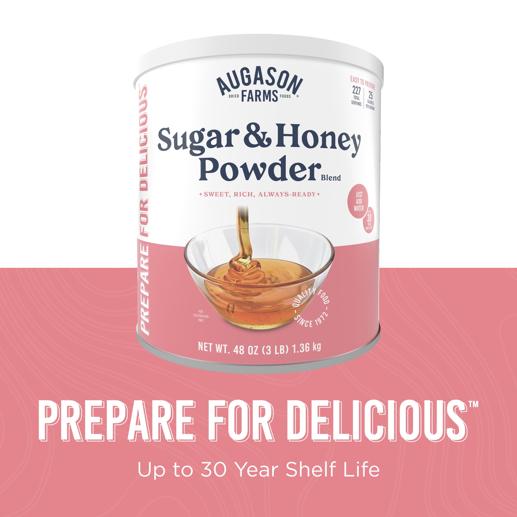 Sugar and Honey Powder Mix Can Emergency Food Supply, 227 Servings, 30 Year Shelf Life - Dry Honey and Sugar Powder Blend Sweetener for Baking