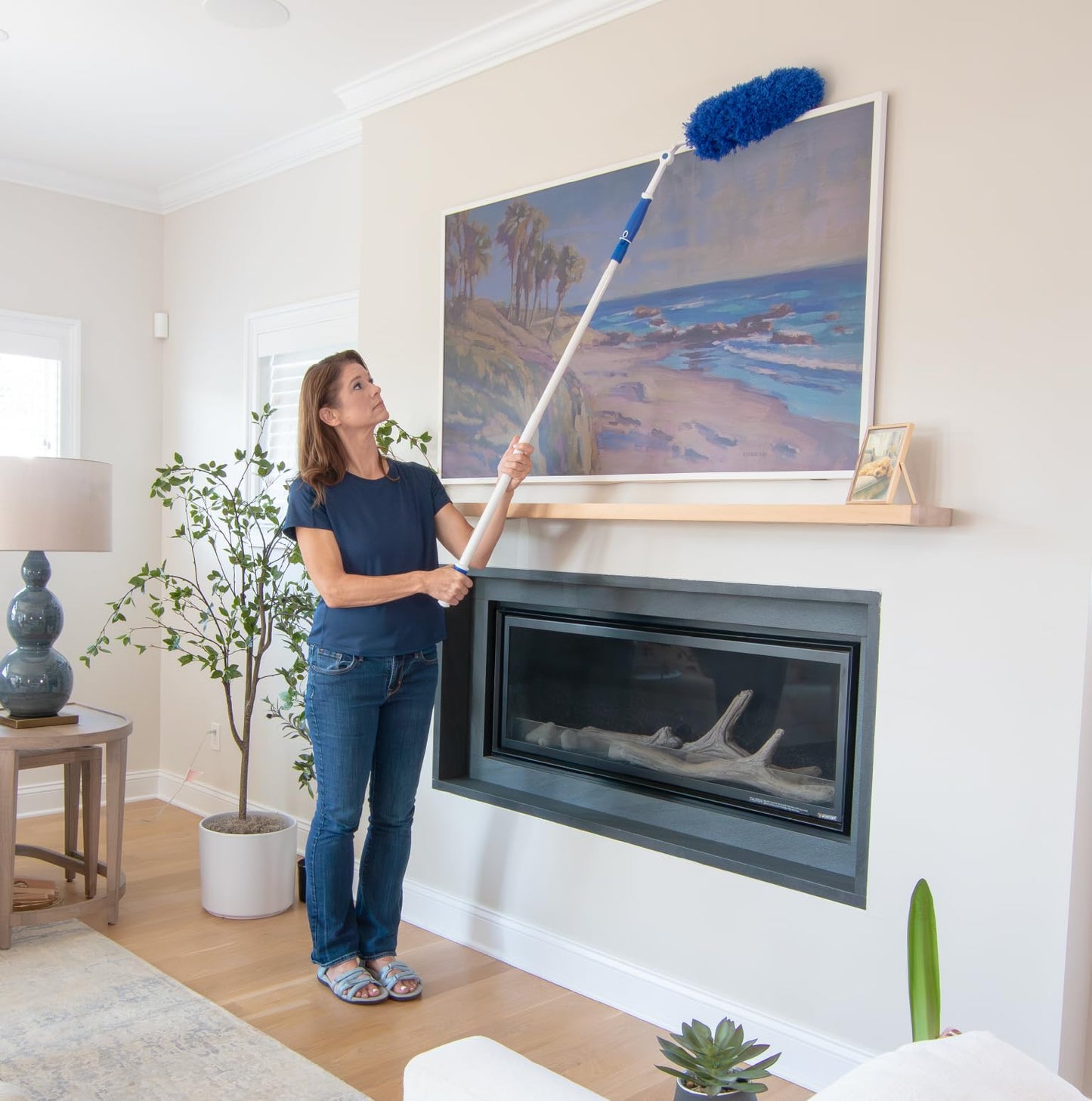 Unger Connect and Clean Dusting Kit with 4' Steel Pole, Features Microfiber Duster, Cobweb and Corner Duster and Microfiber Feather Duster
