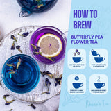 KHWAN'S TEA Butterfly Pea Flower Tea, USDA Organic Loose Dried Whole Flowers 1.8 oz (50g), 120+ Cups, Caffeine-Free Antioxidant-Rich Herbal Tea