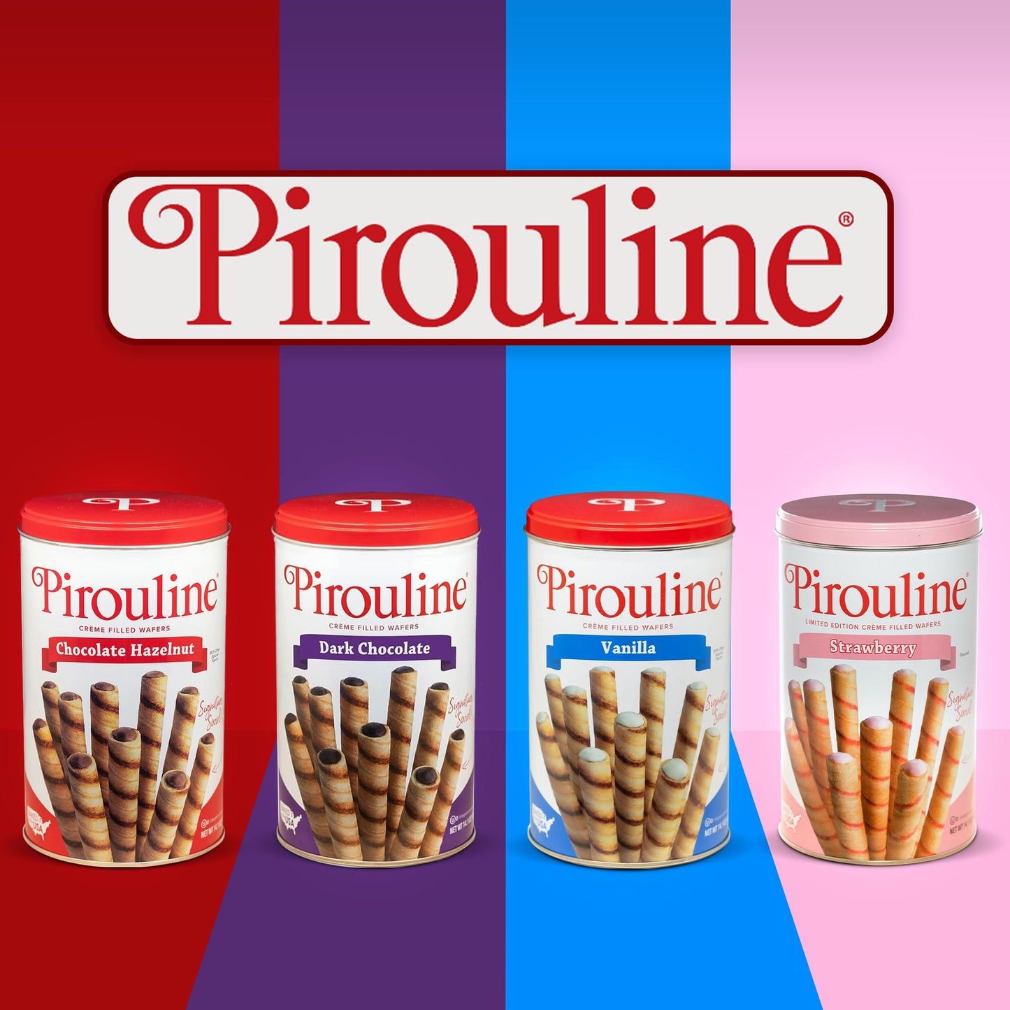 Pirouline Rolled Wafers - Chocolate Hazelnut - Rolled Wafer Sticks Bundled with Serving Tongs, Crème Filled Wafers for Coffee, Tea, Ice Cream, Snacks