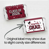 Maroon Class of 2026 Graduation Mini Candy Bar Wrappers, 42 Count