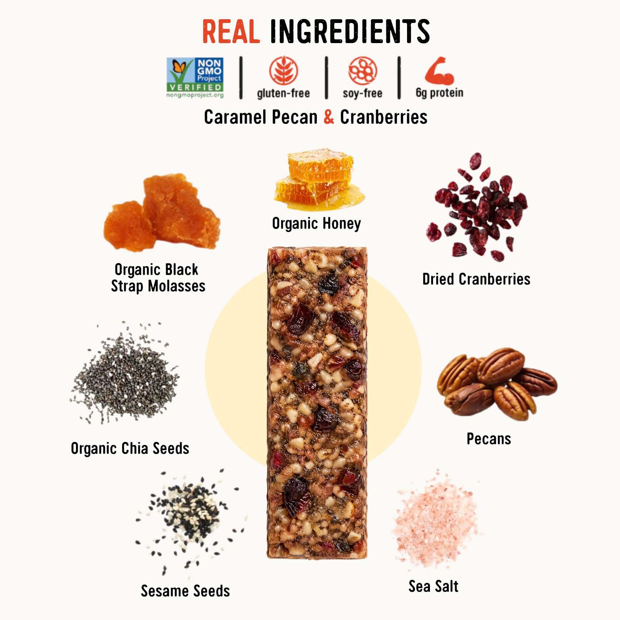 Taos Bakes - Caramel Pecan + Cranberries - Breakfast Bars - 5g Fiber & Gluten Free - Healthy Snacks for Adults - Filled with Pecans, Cranberries