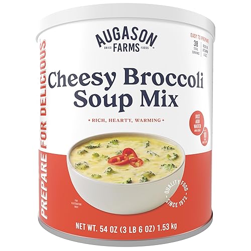 Augason Farms Cheesy Broccoli Soup Mix Can, Emergency Food Supply, Everyday Meals, 38 Servings