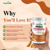 Nurtive Miso Powder - Japanese Umami-Inspired Instant Seasoning for Soup, Broth, Marinades & Sauces - Fermented Soybeans & Rice - No Refrigeration