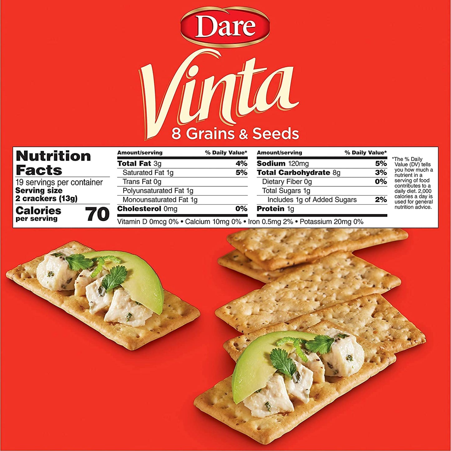 Vinta Crackers, Original - Delicious Bold Taste of 8 Grains and Seeds, 250g/8.8oz, 2-Pack {Imported from Canada}