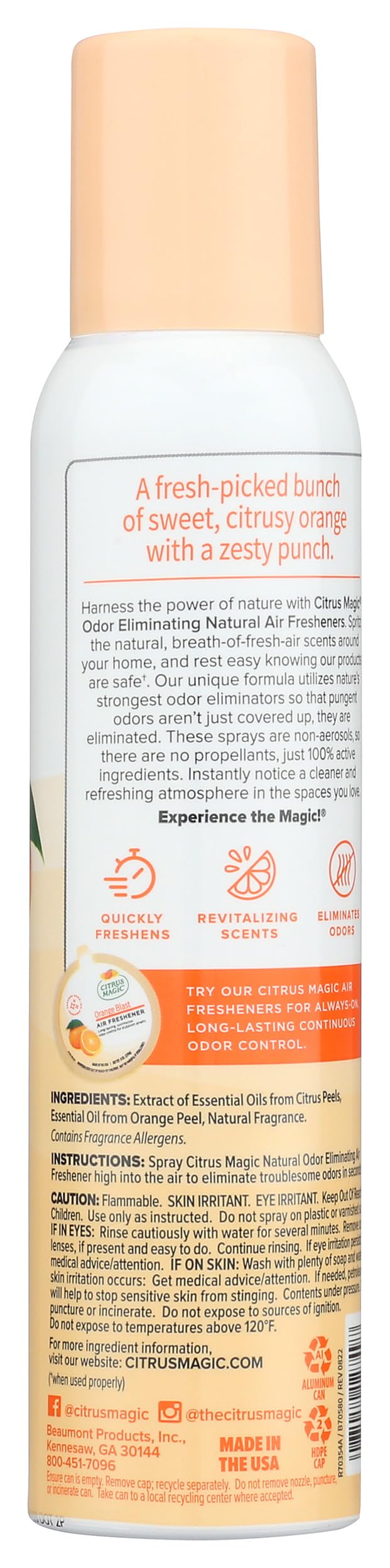 CITRUS MAGIC Orange Air Freshener, 3 OZ