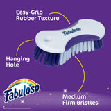 Fabuloso Cleaning Brush, Compact Hand Scrub Brush with Easy Grip Rubber Texture for Kitchen, Bathroom, Tile, Baseboards and Floors, Firm Bristles