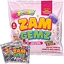Zazers ZAM GEMZ Fruity Snack - Sweet & Sour Mixed Fruit Jellies - 8 Small Bags (192g Total) - Made with Real Fruit Juice, Gluten-Free, Nut-Free