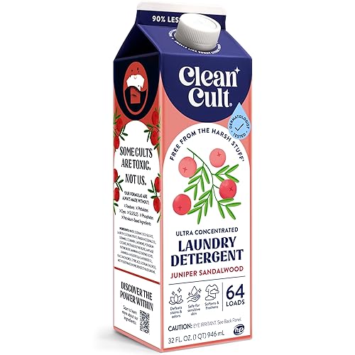Ultra Concentrated Liquid Laundry Detergent Soap, 64 loads (32 oz), Long Lasting Scent, 90% Less Plastic, No Harsh Chemicals, Juniper Sandalwood