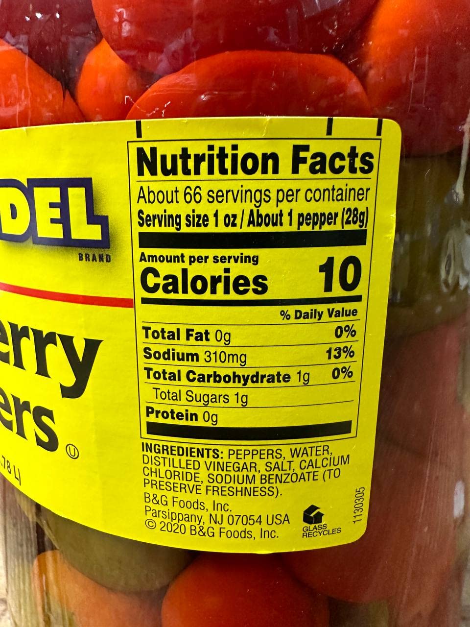 B&G San-Del Whole Cherry Peppers Hot, 1 Gallon