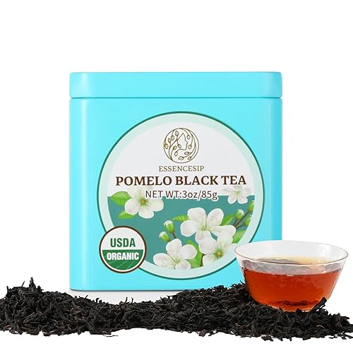 Essencesip Citrus Blossom Black Tea Loose Leaf, 3oz Tin - Traditional Floral Scenting with Pomelo Blossoms, Refreshing Aroma and Smooth Finish,Iced or