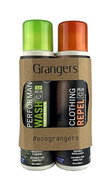 Grangers Performance Wash (10 oz Concentrate) Bottle and Clothing Repel Wash-In Reproofing (10 oz) Bottle Twin Pack