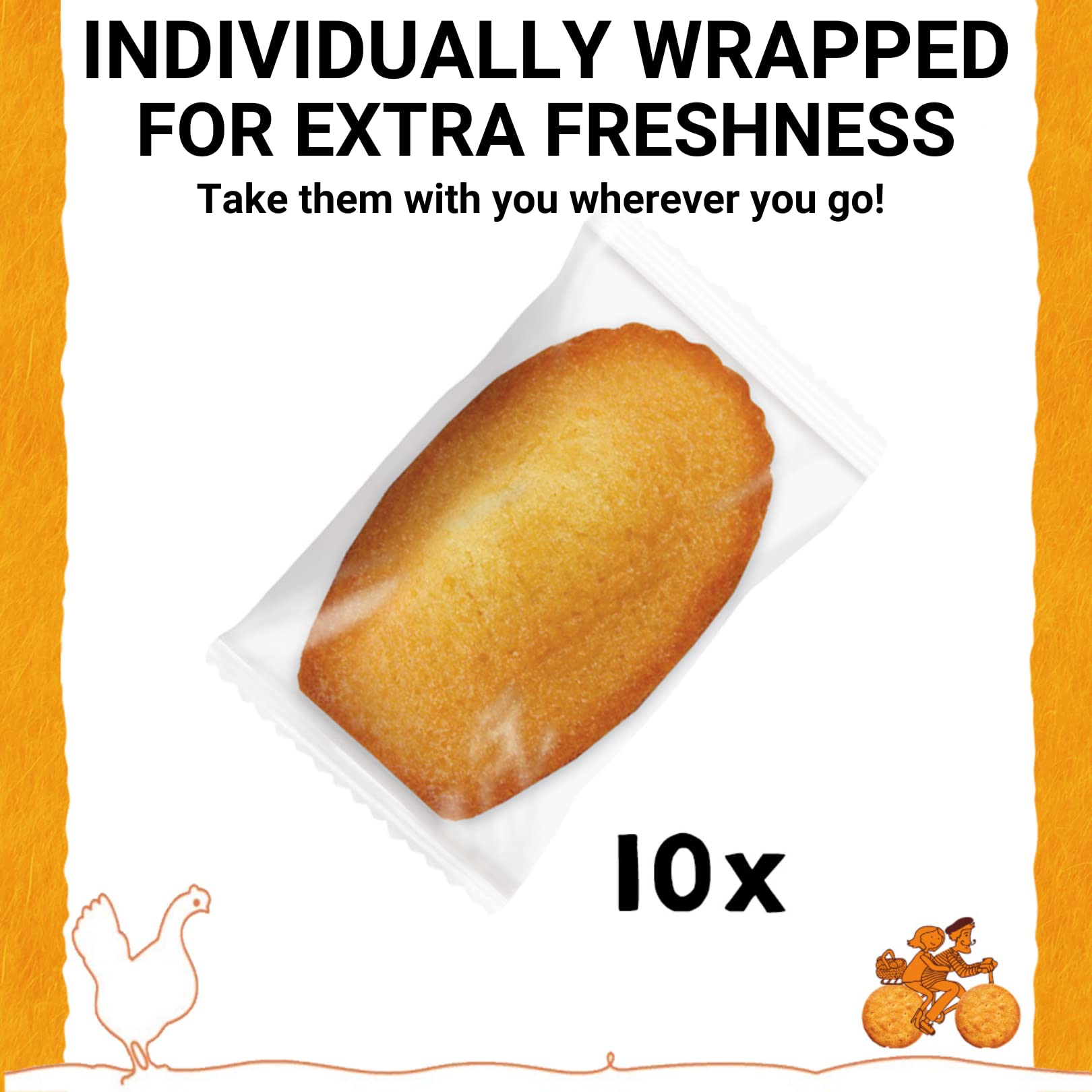 St Michel Traditional Madeleines French Sponge Cakes Made In France, Pack of 2 (250g each) Non-GMO. Total of 20 Individually Wrapped All Butter