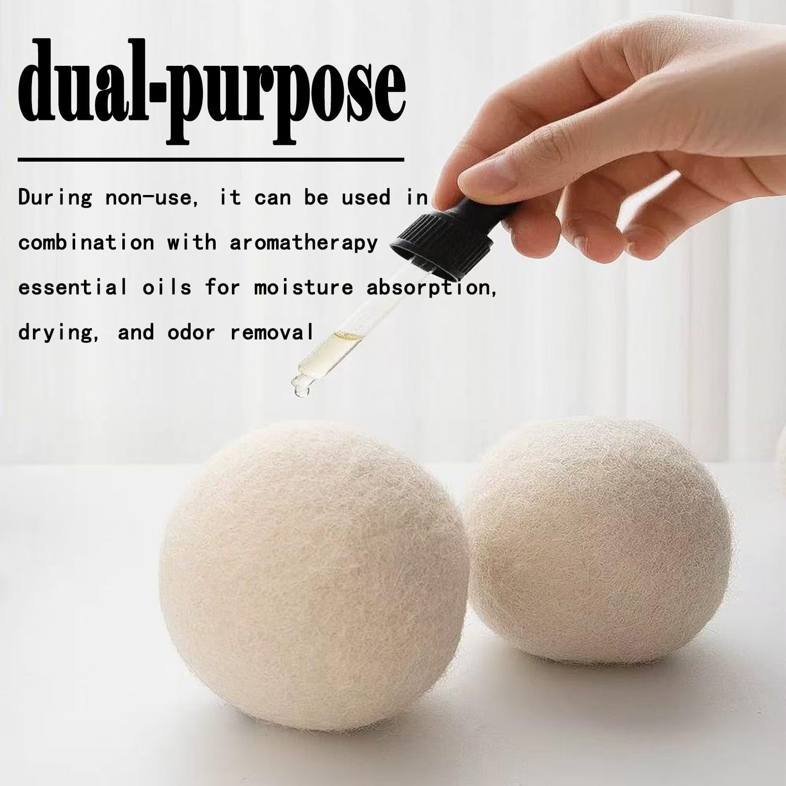 Ruovselz Wool Dryer Balls (6pc) - 100% Organic New Zealand Wool, Natural Fabric Softener, Reusable, Reduces Wrinkles & Drying Time, Eco-Friendly