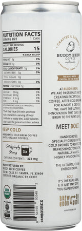 Buddy Brew Organic Bolt Cold Brew Coffee, 10.5 FZ