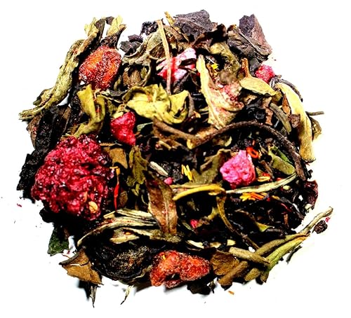 Nelson's Tea - Blackberry Pomegranate - White Loose Leaf Tea - Black tea, white tea, rose hips, blackberry leaves, and safflower (Sample 0.3 Oz)