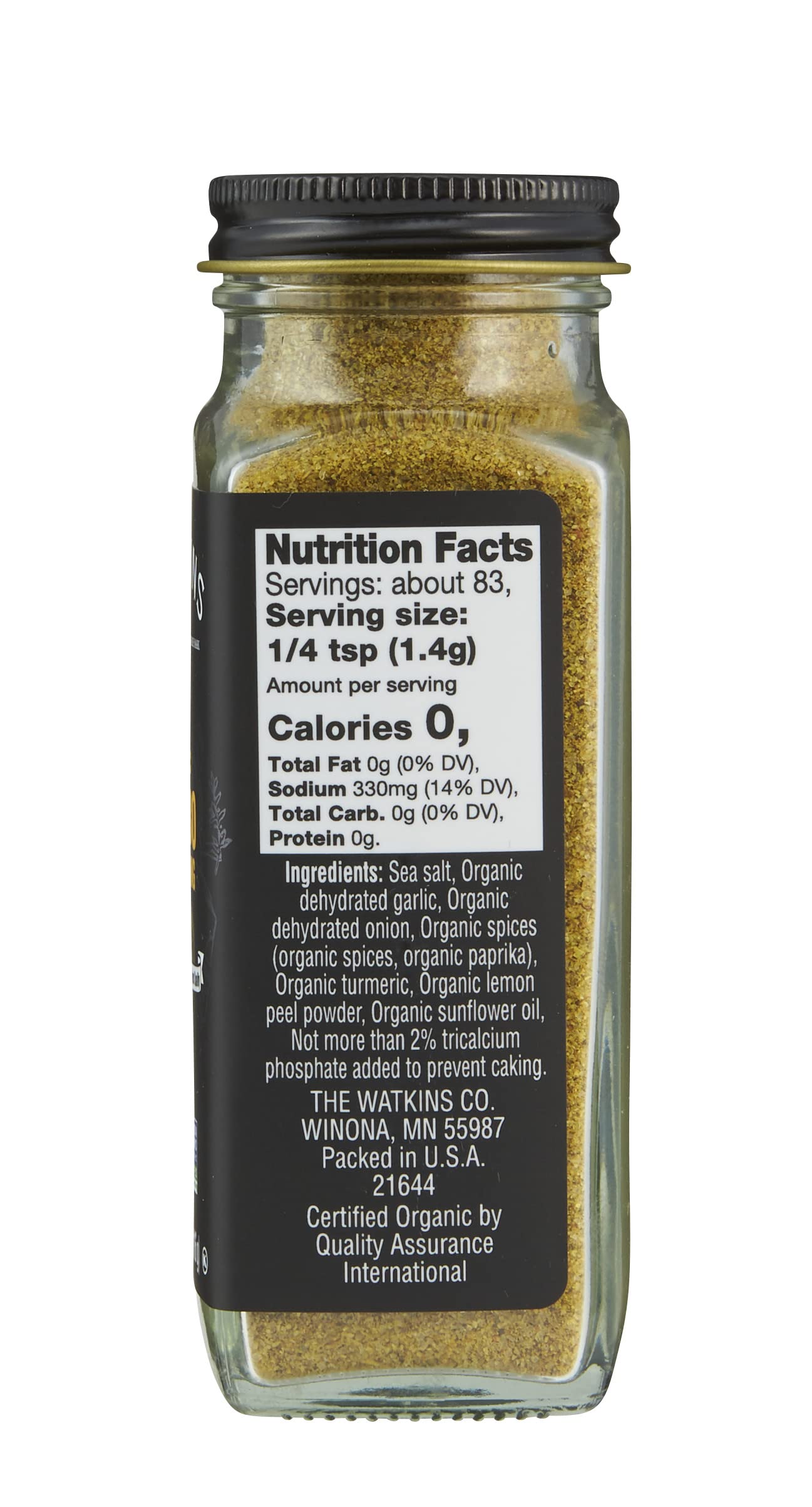Watkins Gourmet Organic Spice Jar, Adobo, Non-GMO, Kosher, 4.1 oz. Bottle, 1-Pack