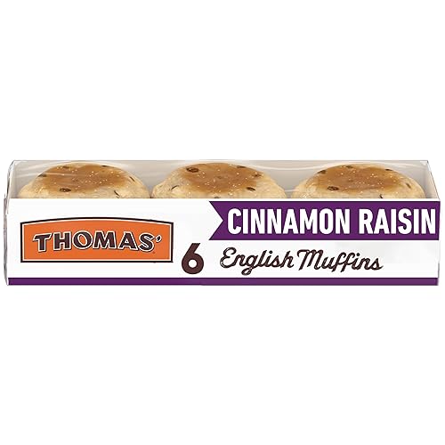 Thomas’ Cinnamon Raisin English Muffins, 6 Count, 13 Oz Package of English Muffins