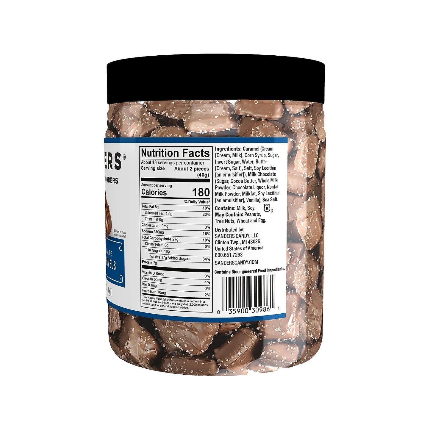 Sanders Milk Chocolate Sea Salt Caramels - 18 oz Tub