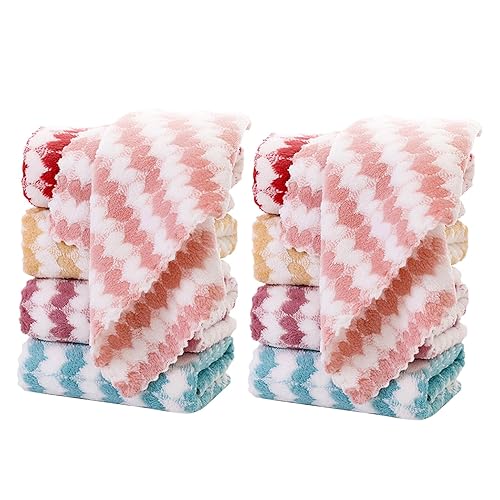 BEWDIO 10 Pack Heart Microfiber Face Cloths for Washing face, Highly Absorbent Cleaning Towels, Microfiber Rags for Washing Dishes, Car, Window Clean