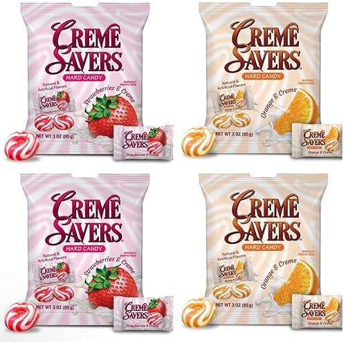 Creme Savers Strawberries and Oranges Creme Savers Hard Candy | 12 OZ Total - 4 bags