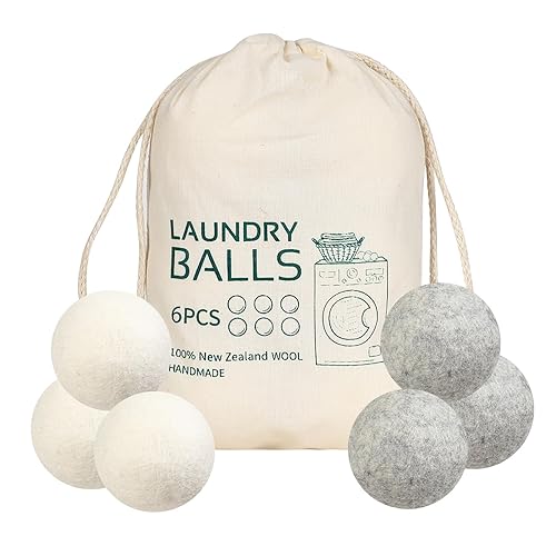 Wool Laundry Ball Pack of 6 Tumble Dryer Wool Ball Fabric Softener Alternative Reusable Wool Laundry Balls Nature’S Fabric Softeners for Fluffs