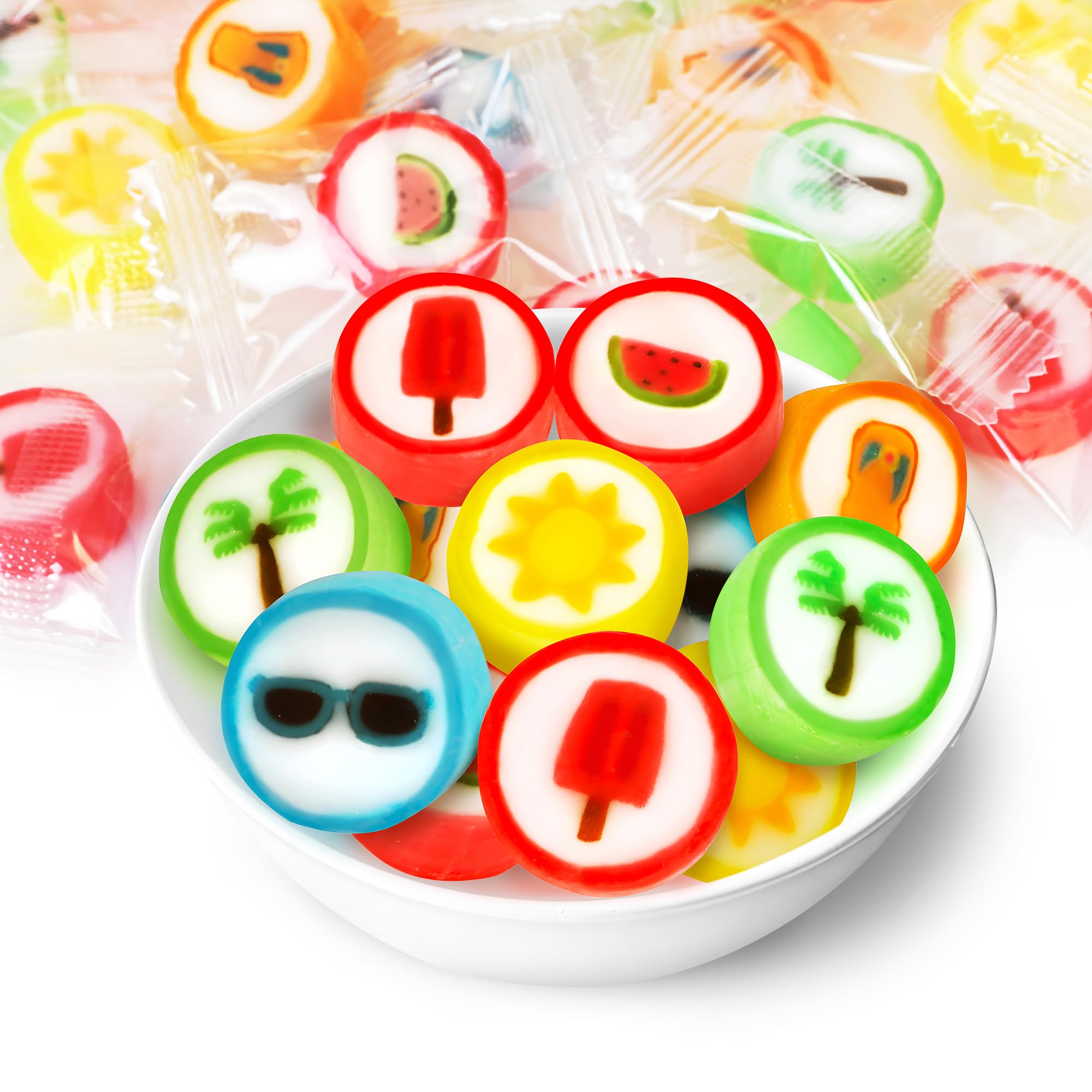 Summer Candy - Hard Candy Bulk 1 lb Bag of Individually Wrapped Small Candies Assortment (approx. 116 pcs) Great for Office Bowls- Summer Party Favors
