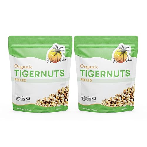 Skyland Kitchen Organic Peeled Tigernuts, Natural, Non-GMO and Gluten-Free, Raw Snack, Paleo, Keto and Vegan Friendly 2 x 16oz (Pack of 2)