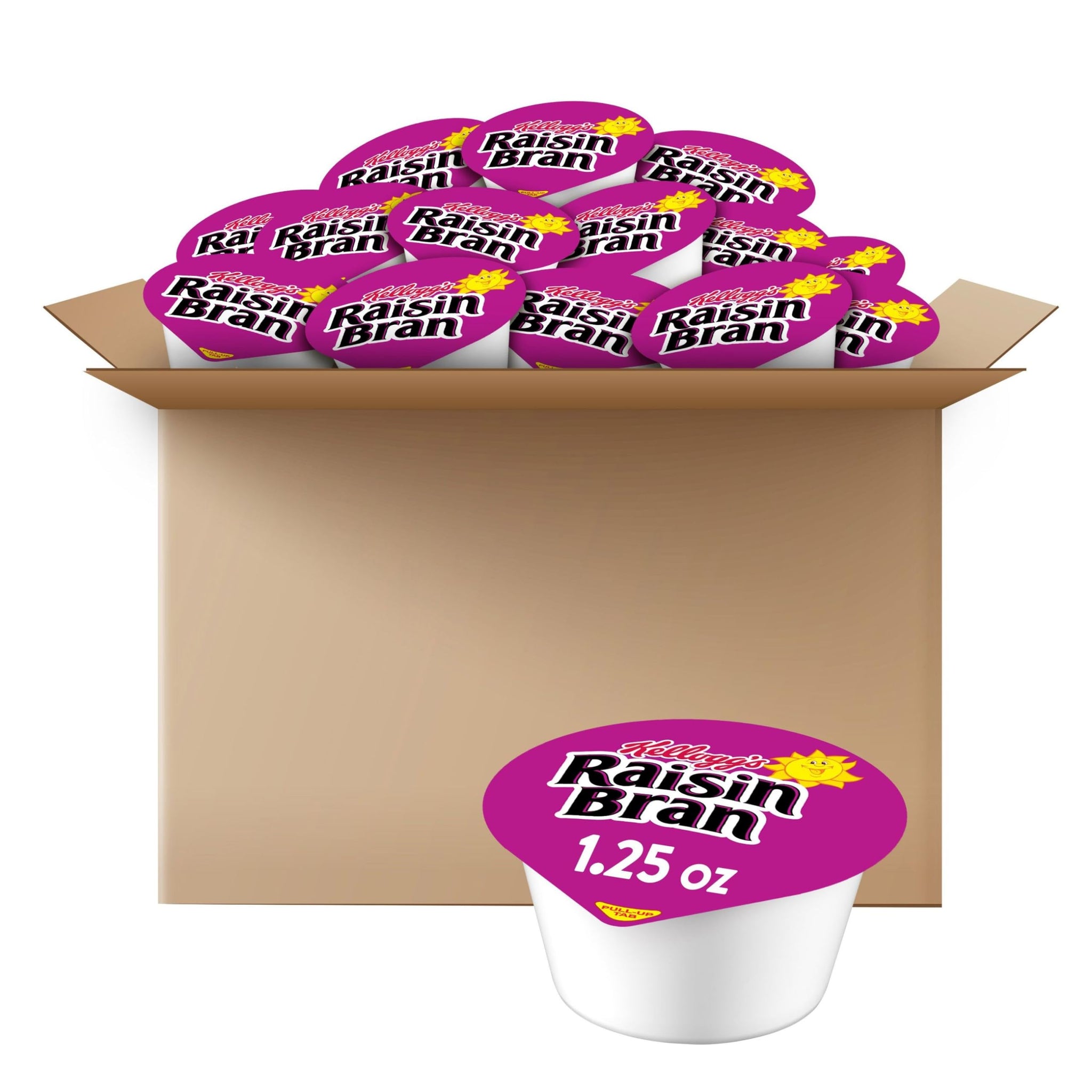 Kellogg's Raisin Bran Breakfast Cereal Cups, Fiber Cereal, Family Breakfast, Original (96 Cups)