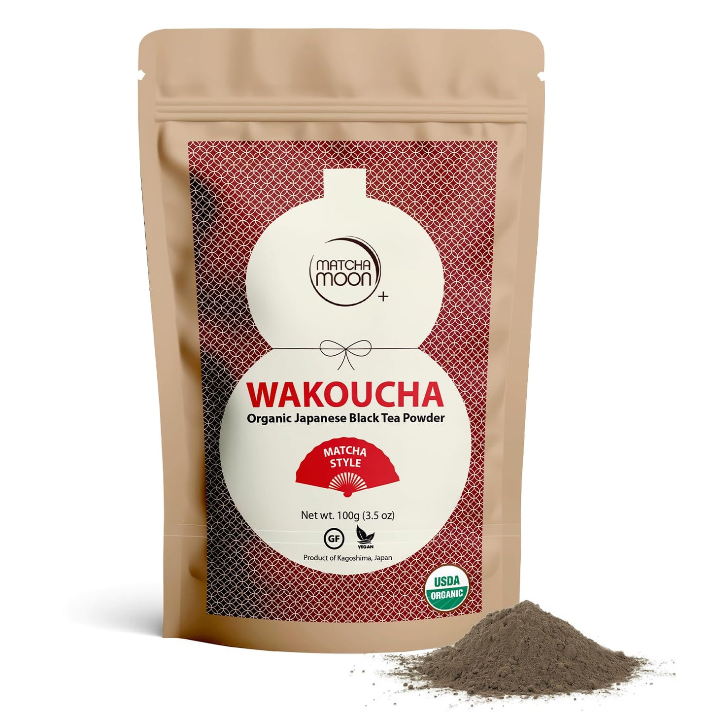 Matcha Moon Matcha-Style Wakoucha Black Tea Powder | Premium USDA Organic Japanese Black Tea from Kagoshima | Rich Flavor for Brewing, Smoothies