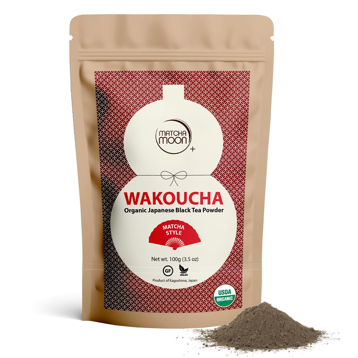Matcha Moon Matcha-Style Wakoucha Black Tea Powder | Premium USDA Organic Japanese Black Tea from Kagoshima | Rich Flavor for Brewing, Smoothies
