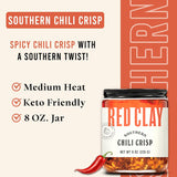 Red Clay Chili Crisp - Crunchy Garlic Chili Oil | Spicy Chili Crisp | Gluten Free Chili Crisp | 8oz Paleo Friendly Crisp | Shallot Chili Crisp |