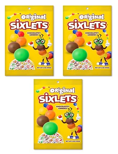Sixlets Original Chocolatey Candies - Pack of 3-6 oz Bags - Delicious Classic Candies Everyone is Sure to Love - Perfect for Sharing with Friends