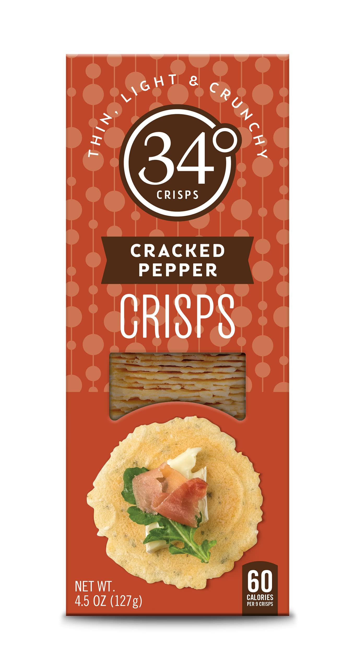 34 Degrees Crisps | Cracked Pepper Crisps | Thin, Light & Crunchy Cracked Pepper Crisps, 3 Pack (4.5oz each)