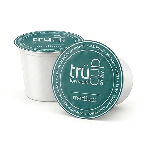 trücup Low Acid Medium Roast Coffee Pods - 48 Count Single Serve K-Cups for Keurig, Gentle on Stomach, Medium Roast
