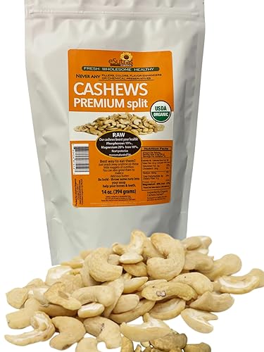 Organic Raw Cashews by eSutras Organics, Delicious nuts for snacking, baking, Fresh, tasty and healthy 14 oz