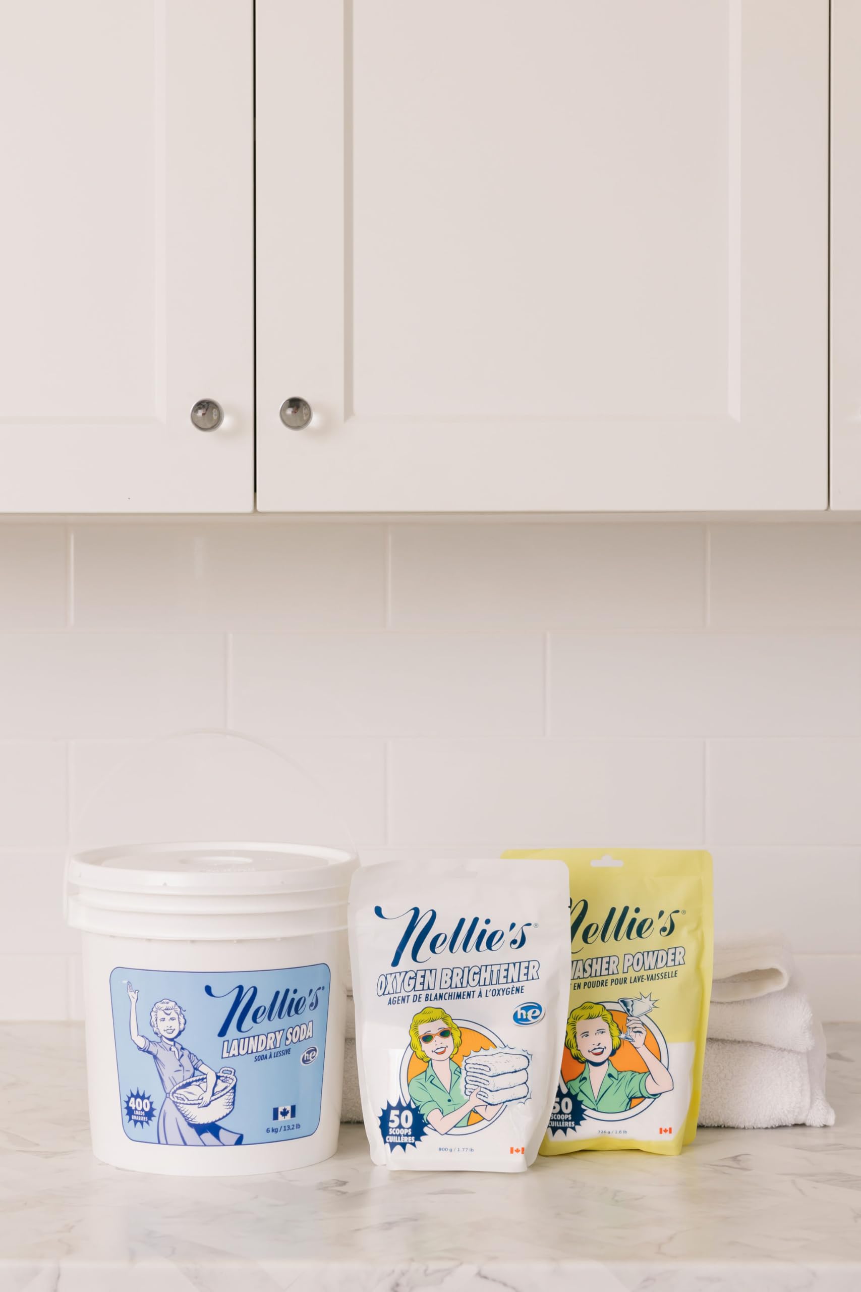 Nellie’s 400 Load Laundry Bundle - Complete Laundry & Dishwasher Kit with 400 Loads Laundry Soda, 50 Loads Oxygen Brightener & 50 Loads Dishwasher