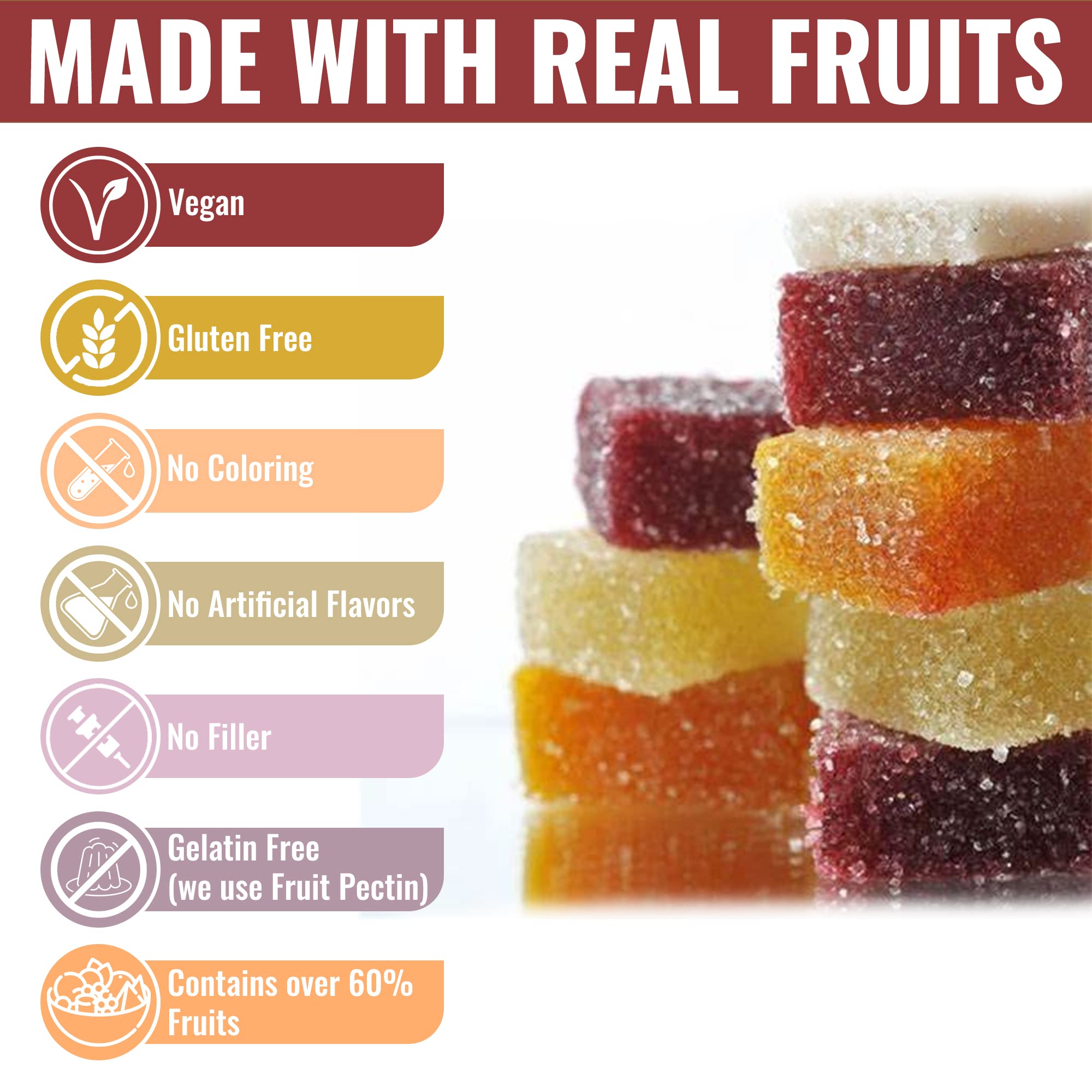Pâtes de Fruits, French Fruit Jellies, Fruit Candy, Handmade Artisan, Paris Sweets, Vegan, Gluten free, Edible Gift, Pâtes de Fruits - 4.2oz/12 pieces