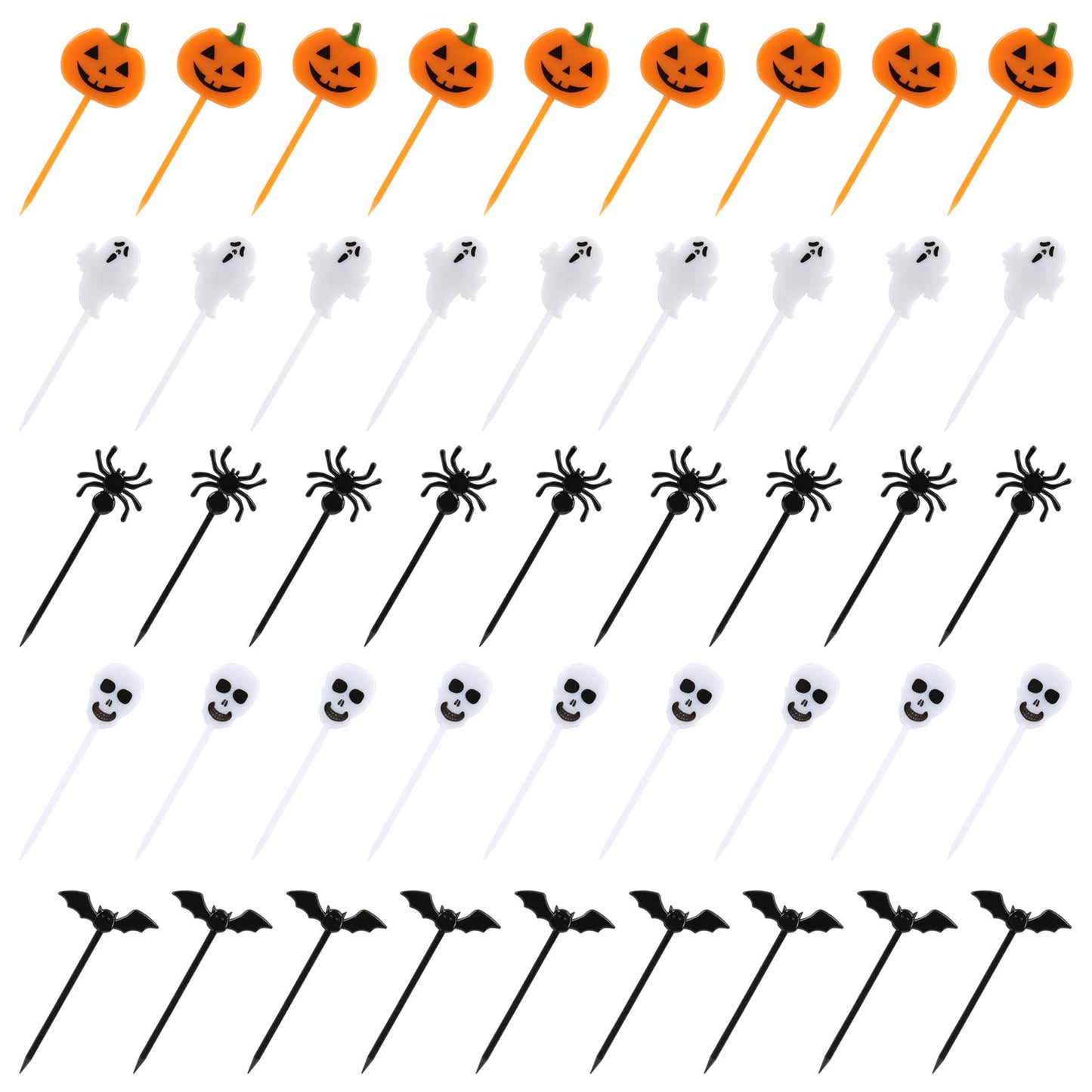 100 PCS Halloween Picks Plastic Halloween Party Cupcake Toppers Appetizer Picks