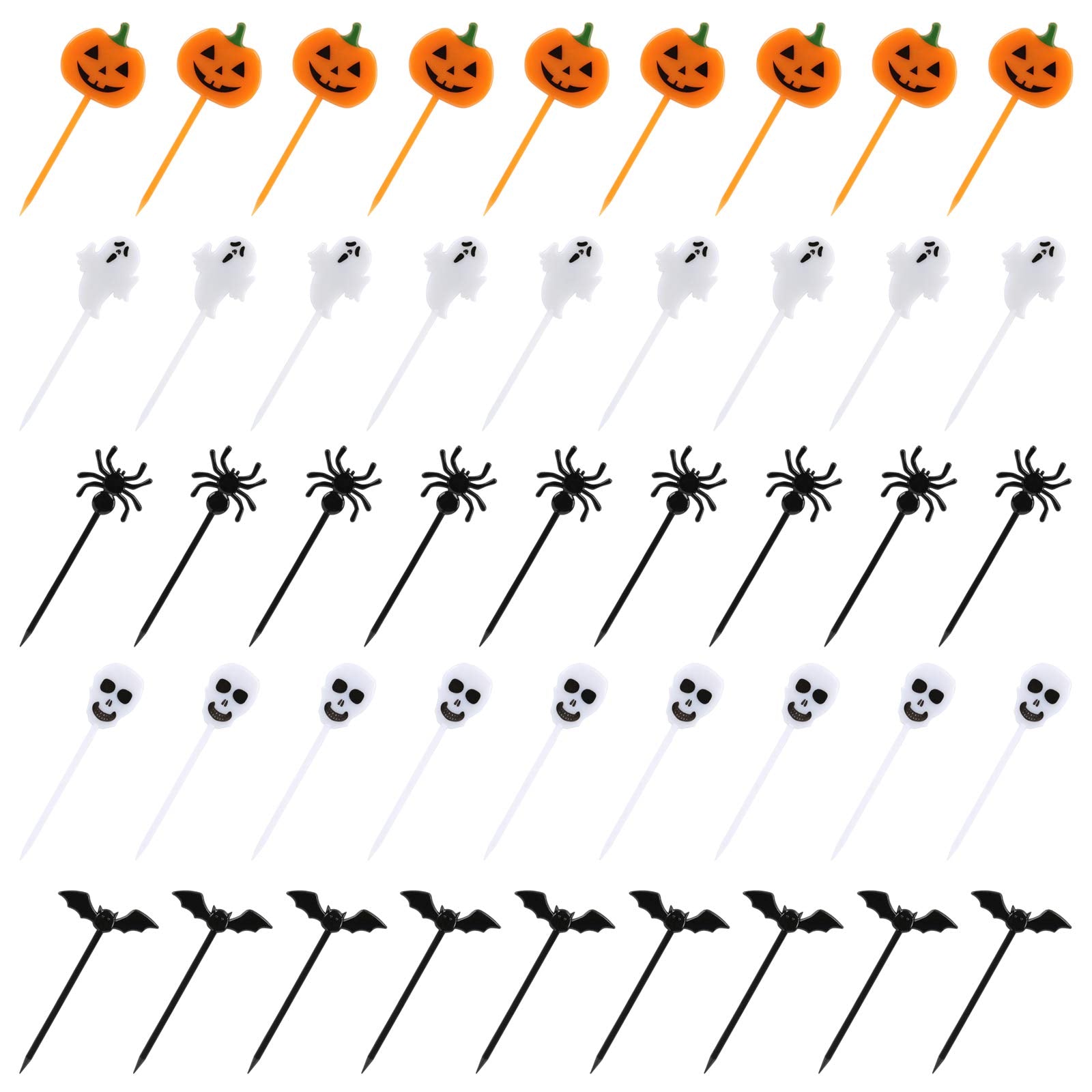 100 PCS Halloween Picks Plastic Halloween Party Cupcake Toppers Appetizer Picks