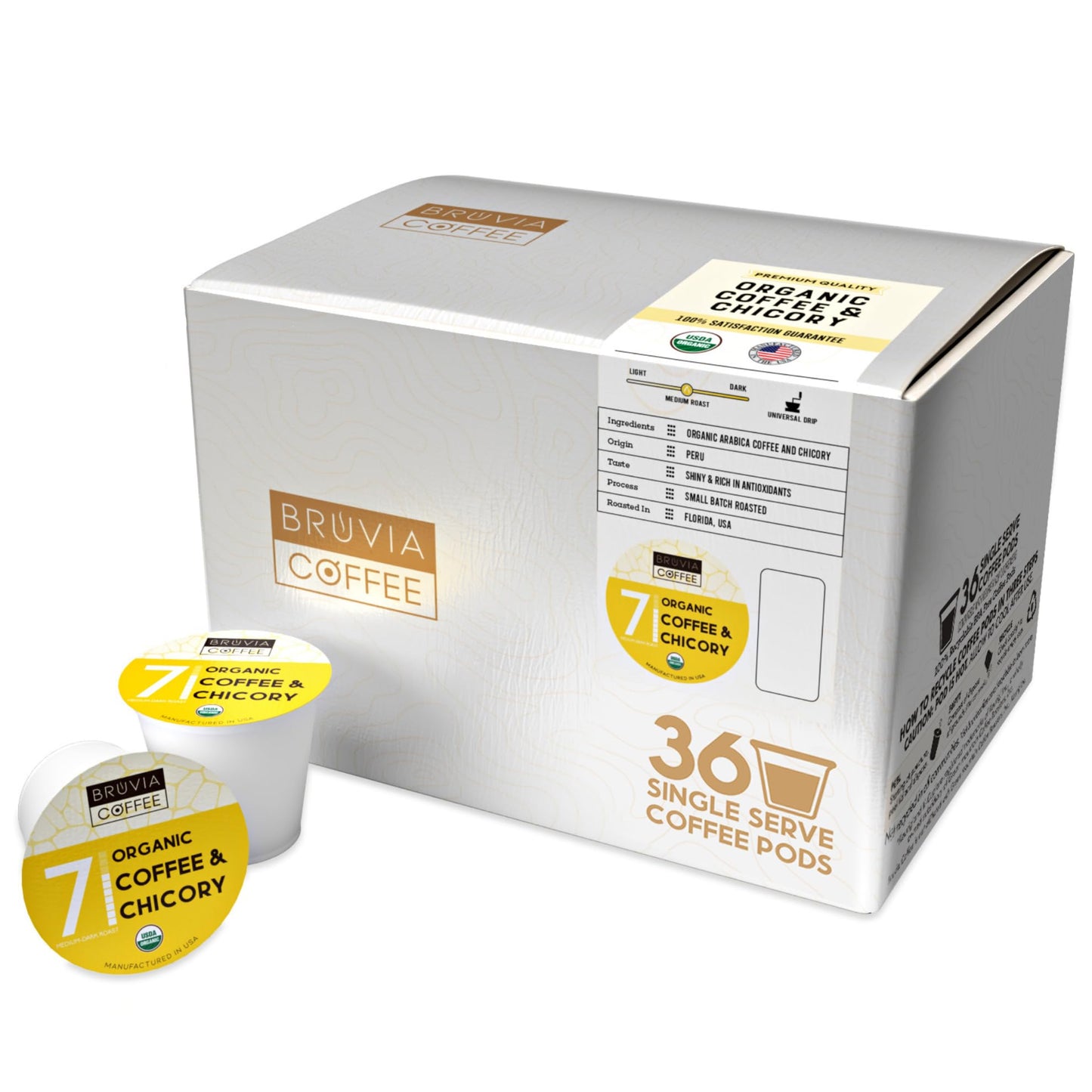 Bruvia Half Caff Chicory Coffee Pods - Premium Chicory Blend for Keurig K-Cup Brewer - 36 Count (Pack of 1)