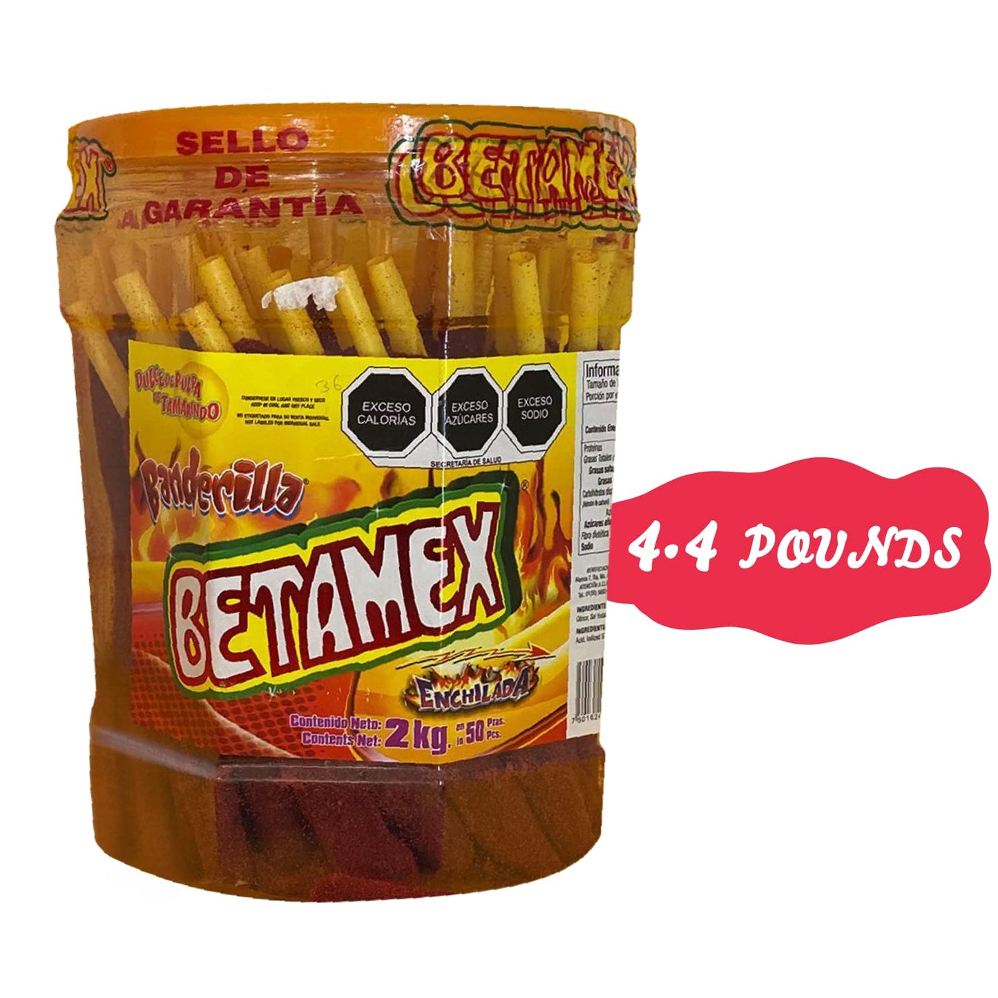 BETAMEX Candy Sticks Tamarind And Chili Flavor 2kg/4.4lbs - Mexican Food - Spicy Flavor and Delicious Tamarind Flavor