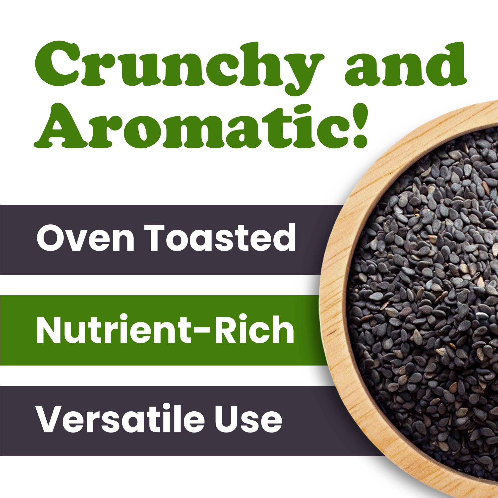 Food to Live Toasted Black Sesame Seeds, 8 Ounces - Crunchy and Nutritious Snack, Oven Roasted, Unsalted, No Oil Added, Perfect for Cooking, Baking