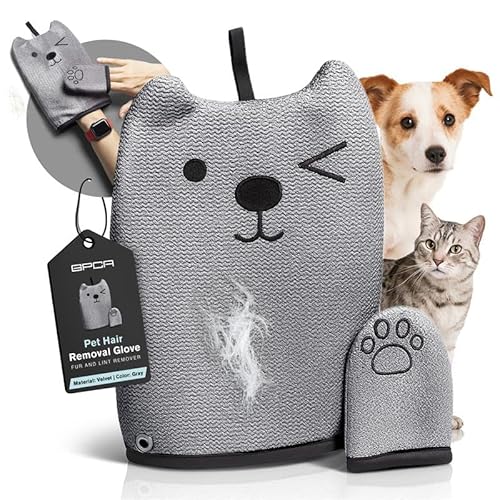 GPCA Pet Hair Removal Glove Reusable Lint & Fur Remover for Car Seats, Carpets & Furniture, Double-Sided Winking Mitten Pet Hair Glove, Hair Catcher