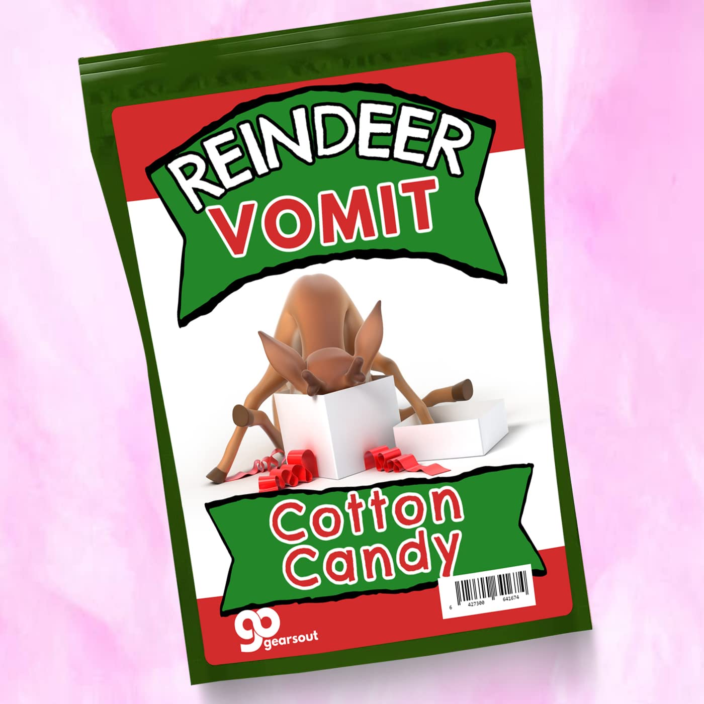 Reindeer Vomit Cotton Candy - Pink Novelty Candy for Kids - Stocking Stuffer, Christmas Gag Gift, Gluten-Free, Made in America