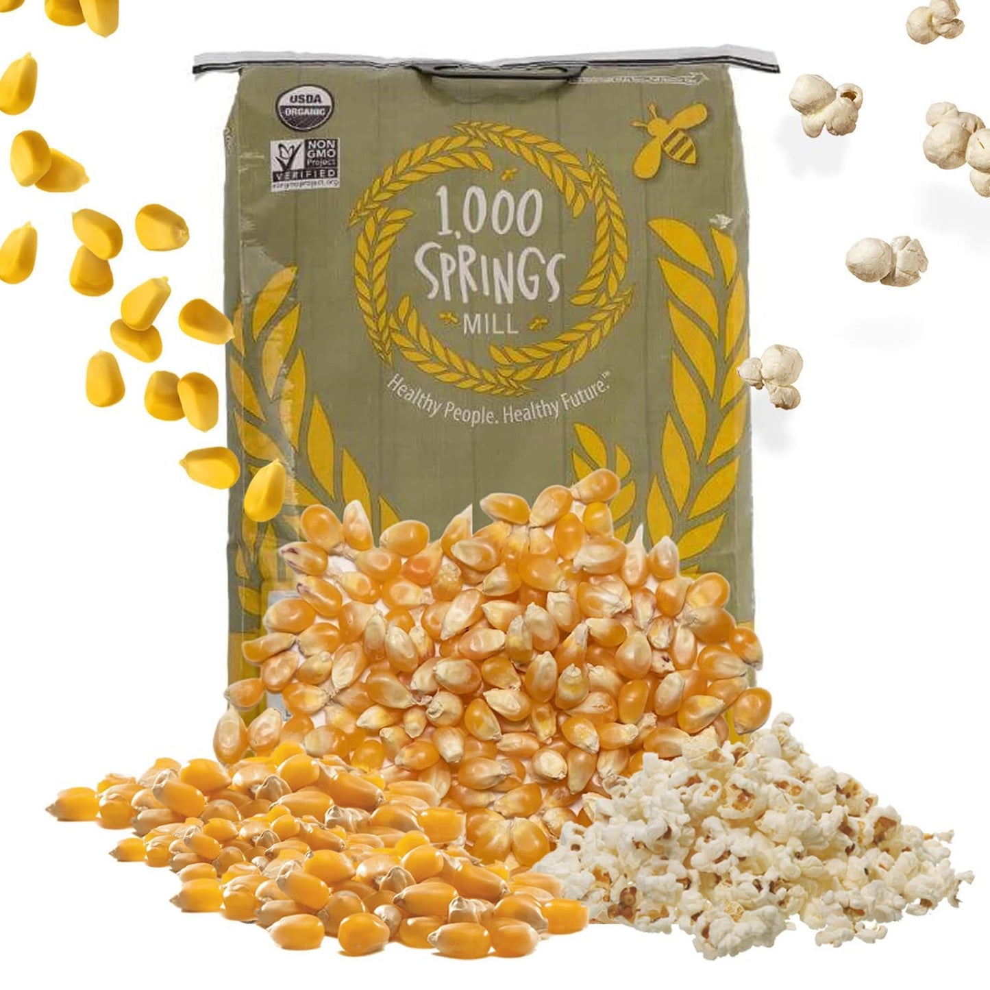 1000 SPRINGS MILL - Organic Popcorn 25lb Bulk Bag - Healthy Snacks for Microwave or Stovetop - Bulk Dry Pop Corn Kernels - Vegan Friendly