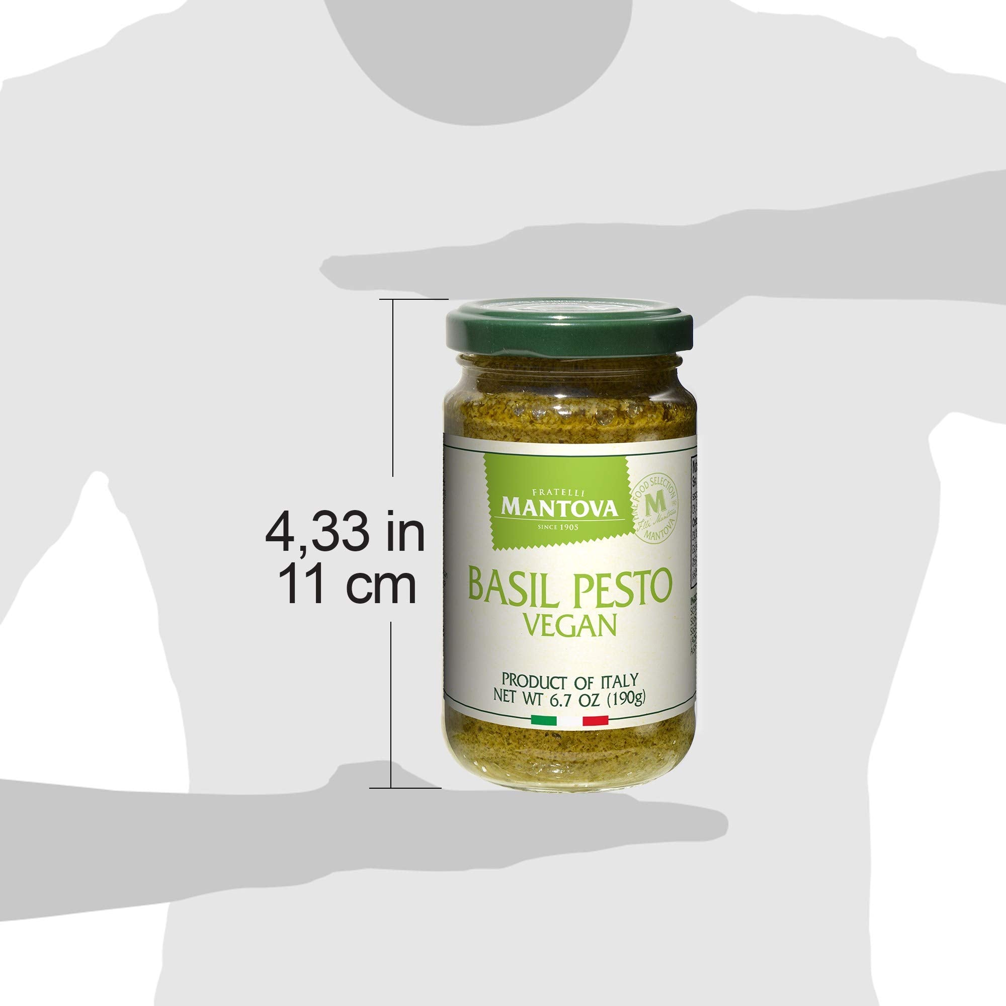 Mantova Vegan Basil Pesto, 6.7oz (Pack of 2), Product of Italy