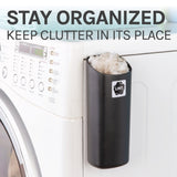 JS Jackson Supplies Small Black Lint Bin with Magnetic Back, Slim Profile Space Saving Trash Bin and Organizer for Laundry, Wall Mountable