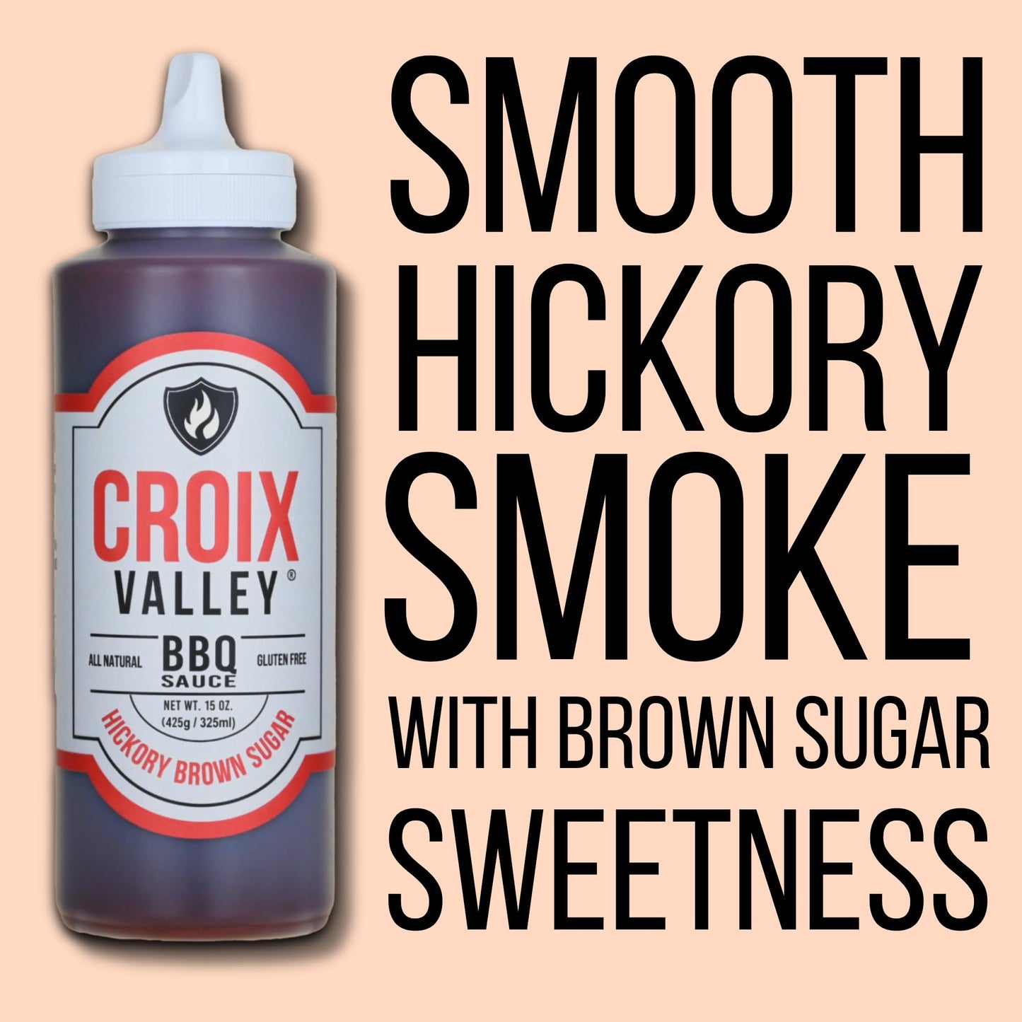 Croix Valley Hickory Brown Sugar BBQ Sauce - 3 Pack (11 oz Plastic Bottles) - Rich Brown Sugar Sweetness with Smokey Hickory - Gluten-Free, No MSG, No